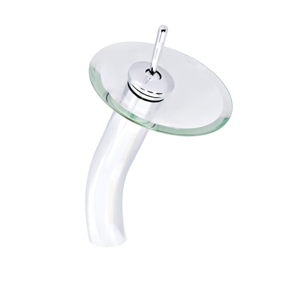 Novatto Novatto FALLS Single Lever Waterfall Vessel Faucet, Chrome/ Clear Glass GF-001CH-C - main